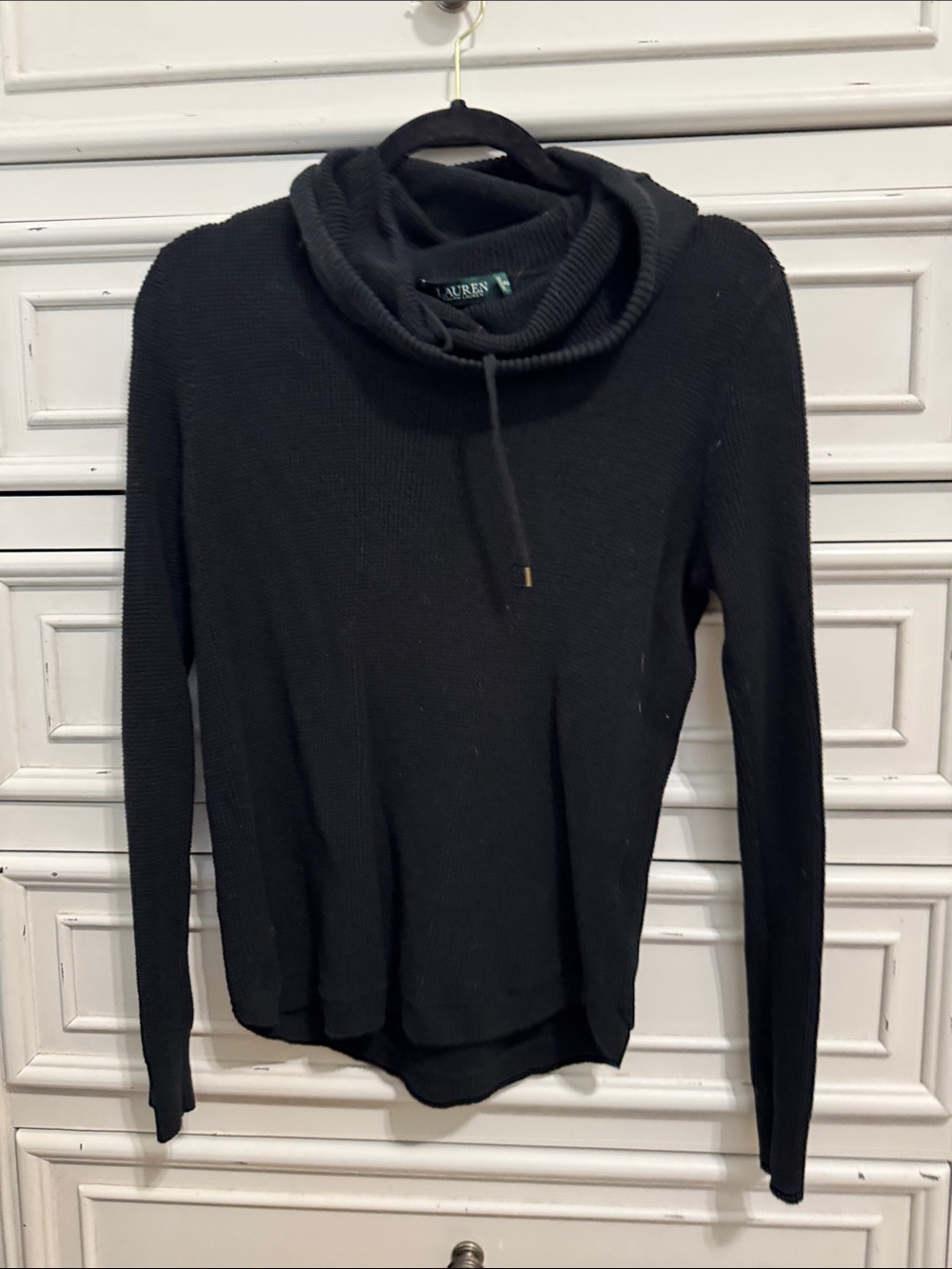 Lauren Ralph Lauren Black Drawstring Cowl Neck Sweater